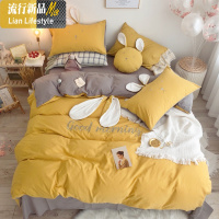 棉水洗棉四件套棉公主风儿童床单被子三件套女孩被套床上用品 三维工匠