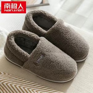 新款保暖男包跟棉鞋秋冬季防滑皮面拖鞋女室内居家托鞋男