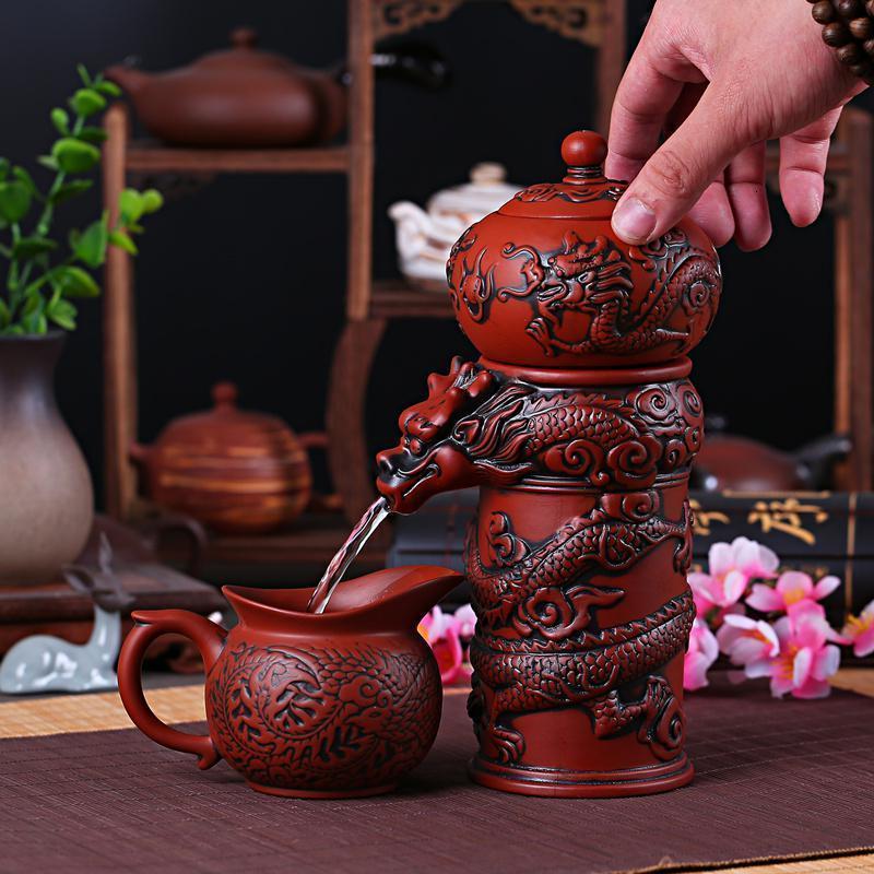 家柏饰(CORATED)功夫茶具简约茶杯茶壶套装小紫砂茶具懒人家用泡茶器陶瓷自动茶具