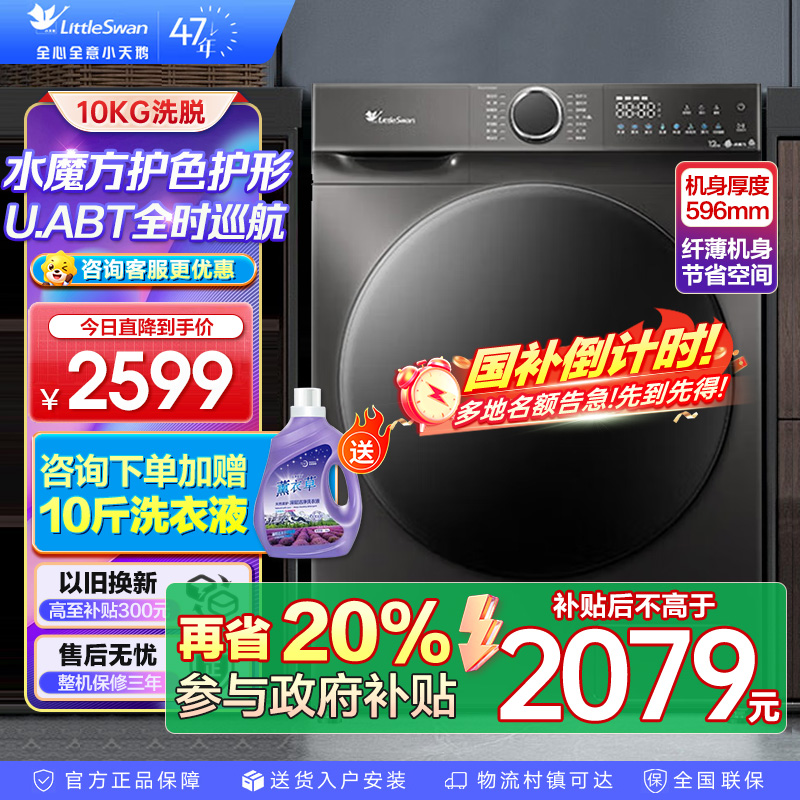小天鹅(LittleSwan)滚筒洗衣机全自动 水魔方护形护色 10公斤大容量 智能投放TG100V618PLUS