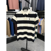 2025夏季条纹短袖刺绣T恤男新款时尚翻领商务中年男士polo衫