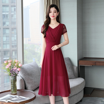 薄款长裙子连衣裙女中长款夏季2022新款印花雪纺连衣裙子大牌多款品牌