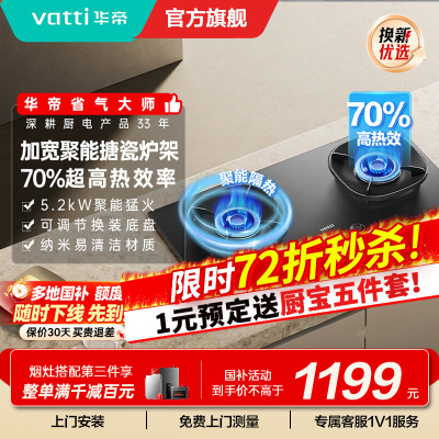 华帝(vatti)燃气灶猛火灶5.2kW三环火力聚能盘70%热效率尺寸可调节灶具灶台i10309天然气