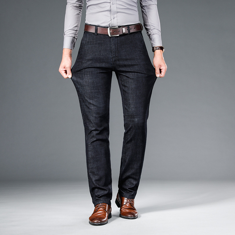 广州新塘镇服装 男士牛仔裤直筒宽松高腰弹力常规款休闲男裤子