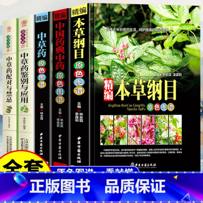 [全5册]中草药基础书籍 [正版]中医中草药书籍5册 本草纲目 中国药典原色图谱中草药彩图大全书李时珍全集彩图精装图解全