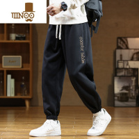 YANXU卫裤男士裤子宽松束脚休闲裤秋天男裤痞帅百搭黑色运动长裤