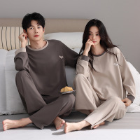 情侣睡衣女春秋冬季棉质长袖长裤氛围感一男一女男士家居服套装