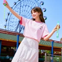 [2.5折价53.3元叠加优惠券]史努比联名款 唐狮短袖T恤女夏新款撞色上衣学院风sz