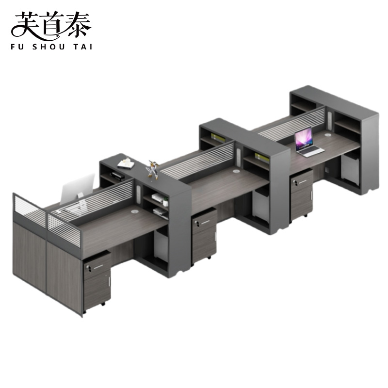 芙首泰屏风办公桌六人位含柜360*120*110cm张