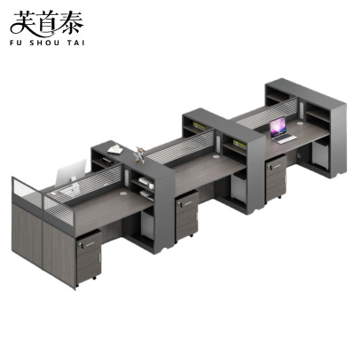 芙首泰屏风办公桌六人位含柜360*120*110cm张