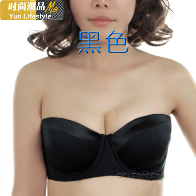 YUNWUXIN无肩带有钢圈聚拢防滑上托薄款抹胸式美背大码大胸de杯文胸罩内衣抹胸