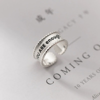 自律S925纯银戒指宽面个性字母指环男女款韩版时尚潮流手饰品批发送女朋友老婆情人节七夕生日礼物