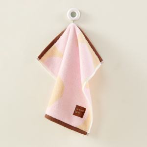 洁玉 春野樱精梳棉提花方巾 34*35cm 48g 1条装 J4017W 粉色