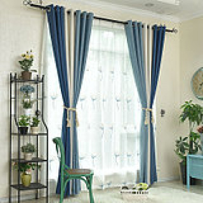 美帮汇加厚色仿麻遮光棉麻窗帘酒店工程别墅百搭家装定制成品帘