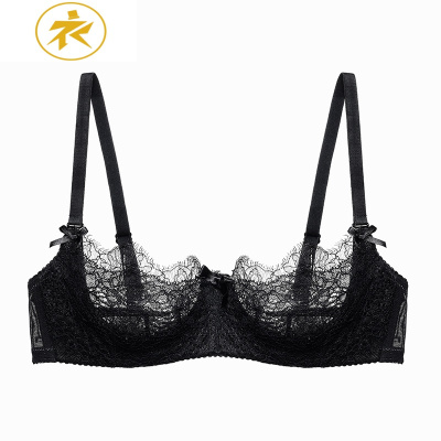 Ideamini法式蕾丝性感内衣女薄款半杯文胸聚拢超薄诱惑二分之一罩杯半包胸罩