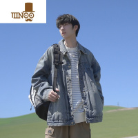 YANXUE禾子秋季新品男士牛仔夹克400g水洗做旧宽松复古潮牌外套