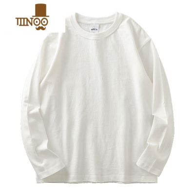 YANXU美式400g长袖t恤男宽松圆领卫衣三本针纯色打底衫