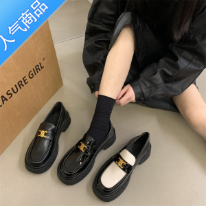 SUNTEK高级感英伦风一脚蹬乐福鞋厚底单鞋夏款黑色玛丽珍鞋子小皮鞋女鞋