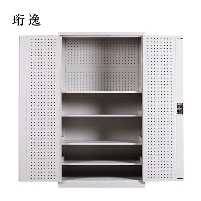 珩逸工具柜加厚铁皮储物柜工厂车间用带抽屉汽修多功能收纳柜通门带网柜灰白色