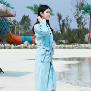 幸福派 浴袍男女 长款睡袍纯色情侣浴袍毛巾料五星级酒店情侣吸水速干毛巾料浴衣