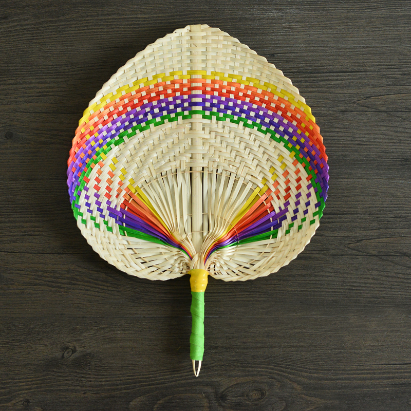 越南编织竹扇子大蒲扇轻巧风闪电客大手摇扇宝宝扇风古典传统 绿色手