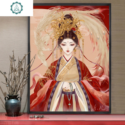 古风人物十字绣手工线绣客厅贴钻小件简单美女DIY钻石画封后（满绣）生态棉线80*110CM