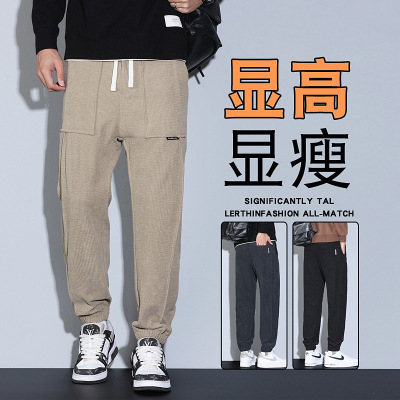 潮感十足运动裤男士秋季垂感舒适宽松厚款哈伦束脚灯芯绒休闲裤男