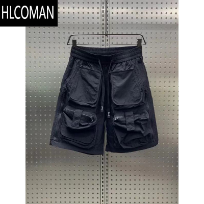 HLCOMAN夏季多口袋工装短裤男户外潮流拉链速干直筒中裤纯色休闲五分裤潮