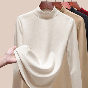 半高领羊毛蚕丝保暖内衣女加厚加绒打底衫暖绒发热内搭上衣冬1688