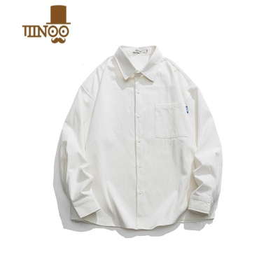 YANXU@ 日系后背印花白色衬衫男长袖潮流宽松男生衬衣