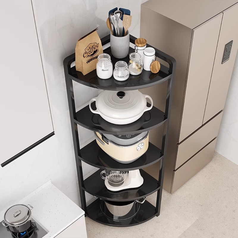 厨房转角置物架家用多层落地锅架三角置物架角落杂物架锅具收纳架