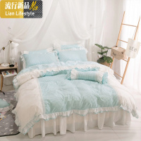 小清新床上四件套棉ins棉床单被罩公主风荷叶边床裙式少女心 三维工匠