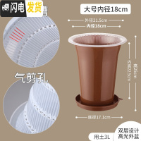 三维工匠控根兰花专用盆双层透明塑料透气超紫砂加厚兰花盆免沥水罩 内径18cm外咖内透明+托盘[升级气剪孔] 中等花盆容器