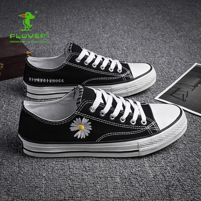 香港啄木鸟plover新品2021小雏菊帆布鞋韩版百搭休闲鞋板鞋ins风潮