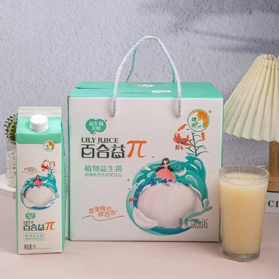 甘肃特产婵乡源兰州百合益生菌发酵鲜百合益π乳植物饮料1000ml*6