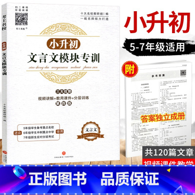 [正版]小升初文言文模块专训 小学五六年级文言文阅读与训练练习册走进名校语文阅读理解专项训练书 小学生经典书籍课内外小