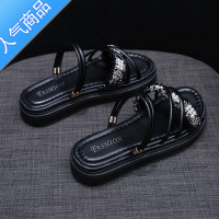 SUNTEK仙女风两穿凉鞋女夏季平底2023新款百搭厚底外穿凉拖鞋罗马一字拖