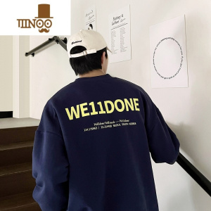 YANXU小众潮牌美式加绒宽松男士情侣圆领套头卫衣