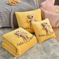 新款牛奶绒立体熊抱枕被靠枕多功能空调折叠被办公汽车二合一