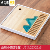 三维工匠日式旅行茶具一壶四杯白瓷户外快客杯整套便携收纳包功夫茶具套装 小正方形茶盘(白色)
