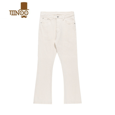 YANXU感微喇叭杏色牛仔裤潮流百搭坠感嘻哈休闲复古美式裤子男