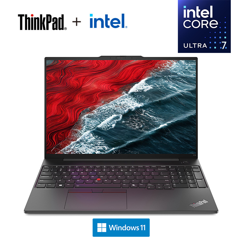 ThinkPad E16 0CCD AI经典商务本 16英寸笔记本电脑 定制 英特尔酷睿Ultra 7 155H 16G内存 2T固态 锐炫Arc显卡 2.5K高色域 黑