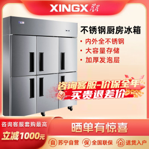 星星(XINGX) 1229升 六门厨房冰箱 全冷冻冰柜 超市餐饮商用 六门厨房冰箱(灰色)BD-1300Y
