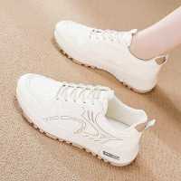 ins韩版皮面低帮老爹鞋女2026春季新款透气增高休闲