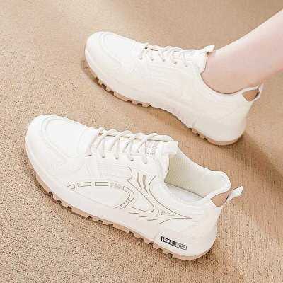 ins韩版皮面低帮老爹鞋女2026春季新款透气增高休闲