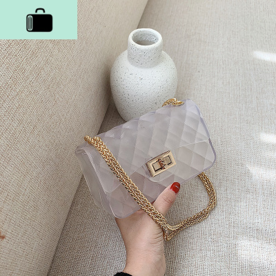 2020新款潮时尚菱格链条包包斜挎包女百搭ins流行单肩果冻小方包NEW LAKE女斜挎包