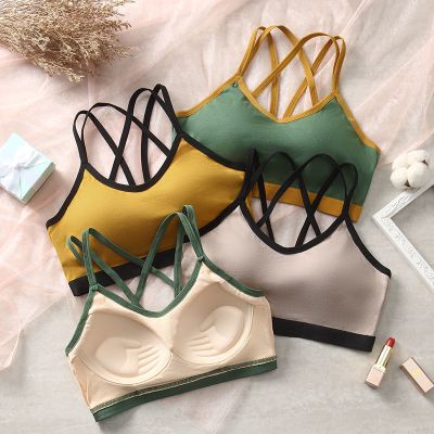 无钢圈内衣女新款美背文胸一体小胸聚拢抹胸学生网红吊带运动背心诺妮梦