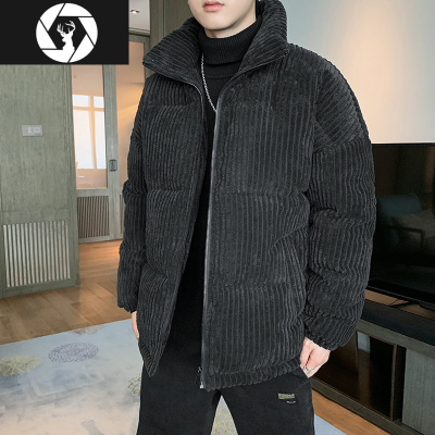 HongZun冬季棉衣男灯芯绒外套立领潮牌加厚保暖羽绒棉服青年纯色休闲袄子棉衣