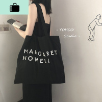 经典黑色百搭款 chic韩纯色大容量单肩帆布包购物袋学生女NEW LAKE 图片款女士单肩包