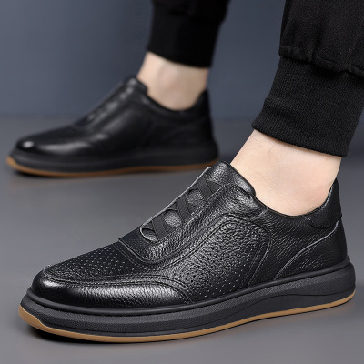 头层牛皮2026夏季新款男士凉鞋真皮休闲打孔镂空透气皮鞋男款男鞋